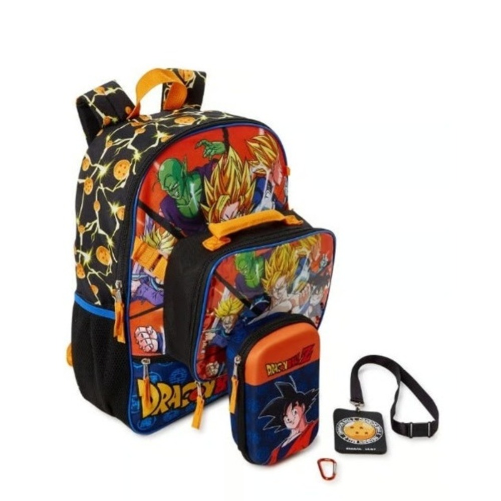 Dragon Ball Z 17" Backpack 4pc Set Goku Vegeta Padded Laptop Sleeve Bioworld NEW